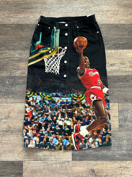 Jordan Dresses & Skirts - Air Jordan Printed Skirt/ Maxi/ Black Denim/ Size S/ Front Buttons/ Standard Fit